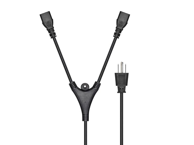 Monoprice Power Cord Splitter - NEMA 5-15P to 2X IEC 60320 C13, 10 Amp, 1250 Watt, SVT, 18AWG, 6 Feet, Black - Image 2